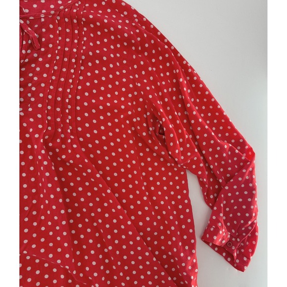 Suzanne Betro Plus Size Red White Polka Dot Roll Tab Boho Blouse Top 4x See Pics - Picture 9 of 12